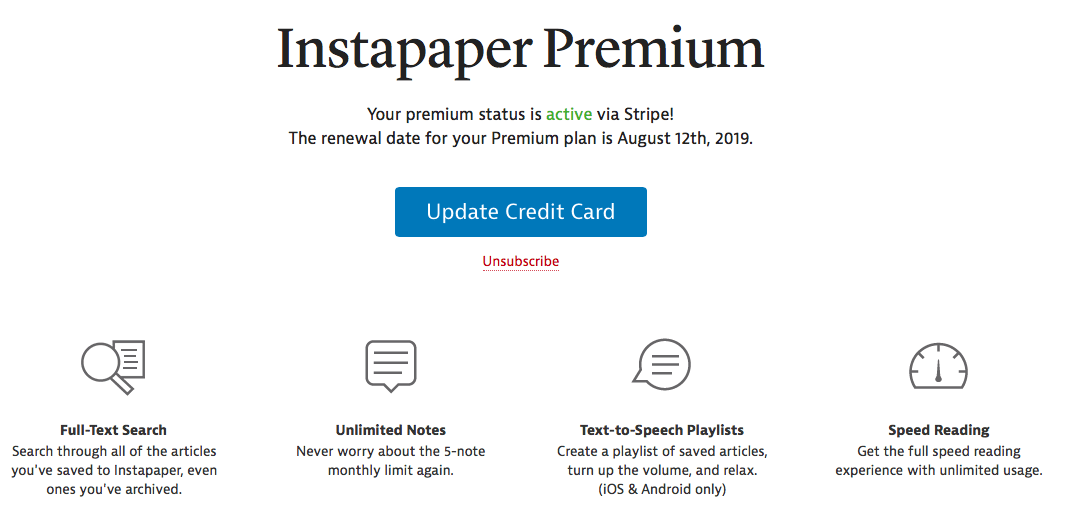 Instapaper Premium