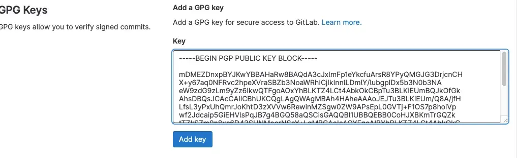 GitLabでのGPG Keyの設定